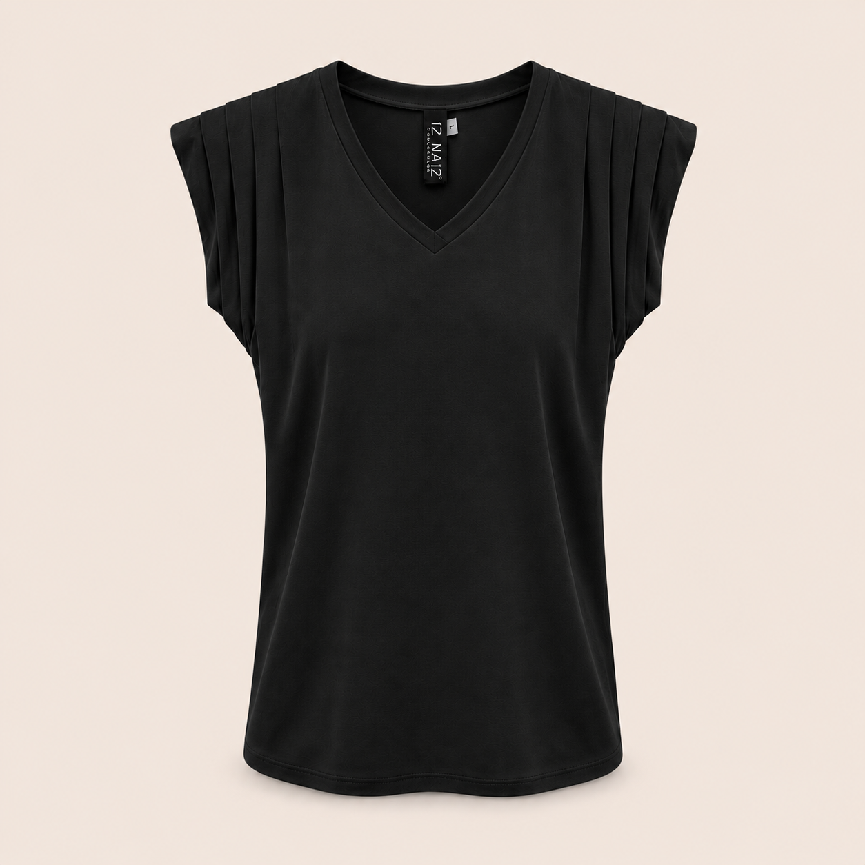 Iz Naiz Top Plooi Zwart - OAK Fashion Noordwolde