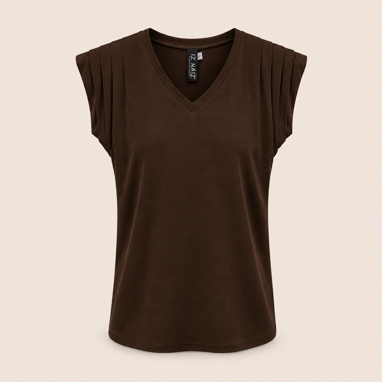 Iz Naiz Top Plooi Brown - OAK Fashion Noordwolde