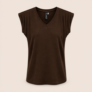 Iz Naiz Top Plooi Brown - OAK Fashion Noordwolde