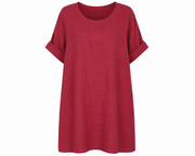 Oak Linnen Jurk Lino BOHO BLOOM VERY BERRY - OAK Fashion Noordwolde
