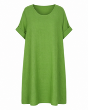 Oak Linnen Jurk Lino Dusky Green - OAK Fashion Noordwolde