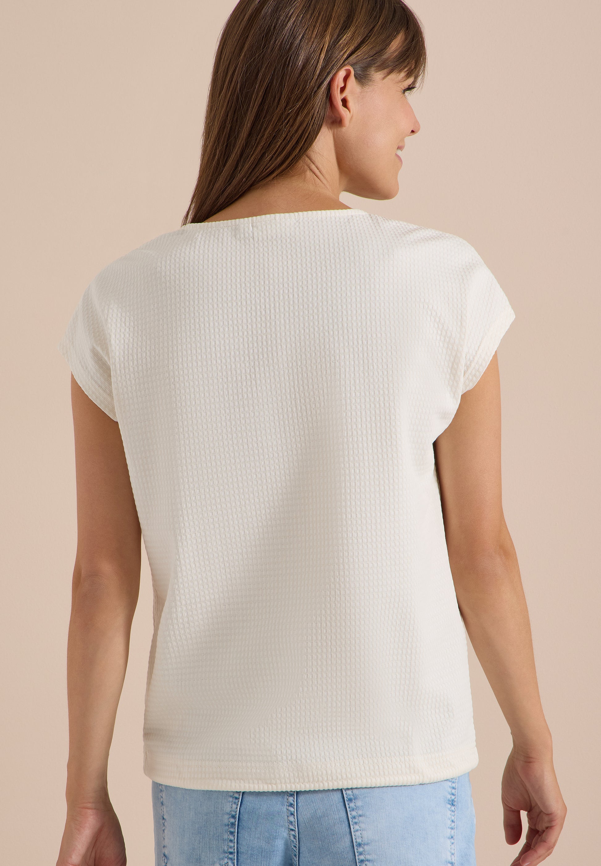 Cecil Top Wafel Structuur Wit - OAK Fashion Noordwolde
