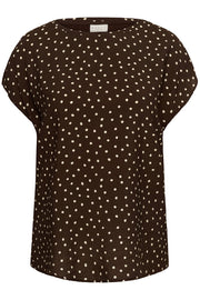 Kaffe Curve Top Mila Coffee Bean Turtledove Dot - OAK Fashion Noordwolde