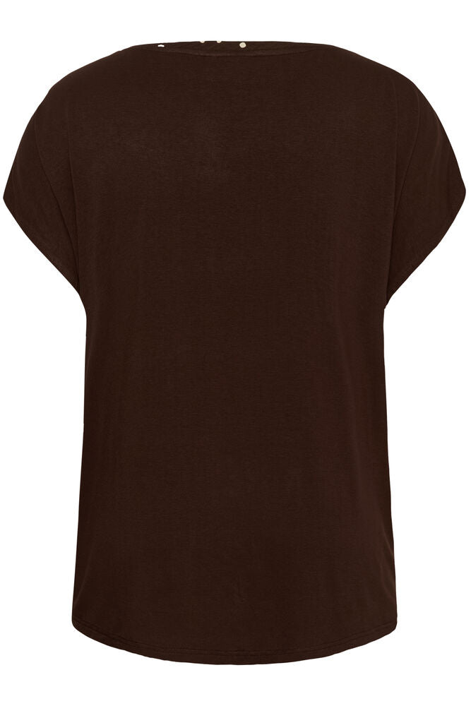 Kaffe Curve Top Mila Coffee Bean Turtledove Dot - OAK Fashion Noordwolde