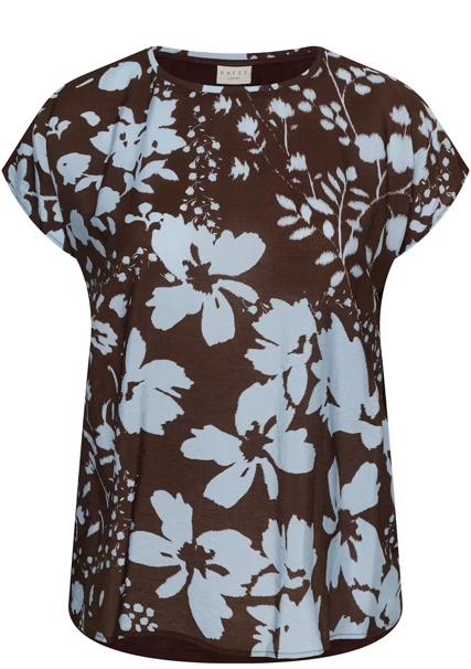 Kaffe Curve Top Mila Coffee Bean/Blue Fog Flower - OAK Fashion Noordwolde