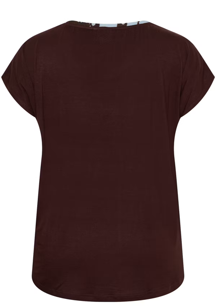 Kaffe Curve Top Mila Coffee Bean/Blue Fog Flower - OAK Fashion Noordwolde