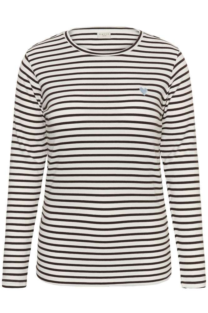 Kaffe Curve T-shirt Lia Chalk / Brown - Blue Heart - OAK Fashion Noordwolde