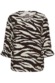 Kaffe Curve Blouse Vika Coffee Bean/Turtledove Animal - OAK Fashion Noordwolde