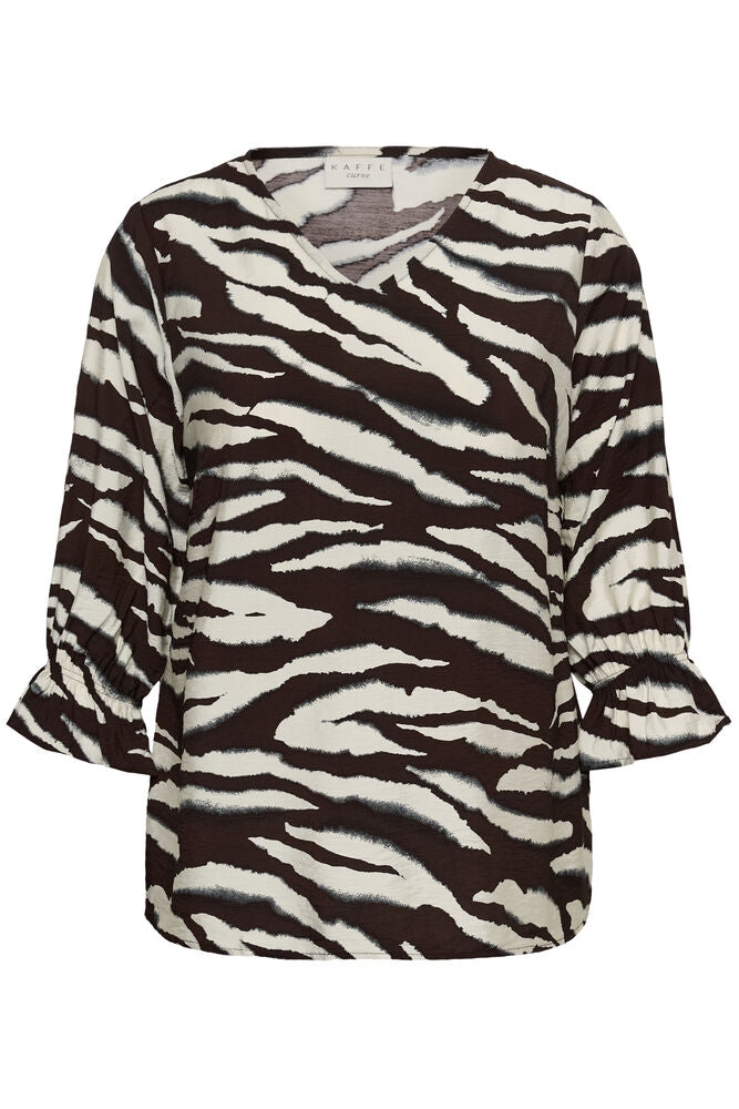 Kaffe Curve Blouse Vika Coffee Bean/Turtledove Animal - OAK Fashion Noordwolde