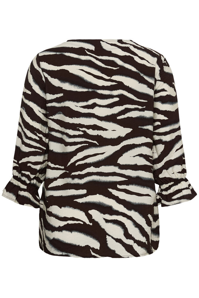 Kaffe Curve Blouse Vika Coffee Bean/Turtledove Animal - OAK Fashion Noordwolde