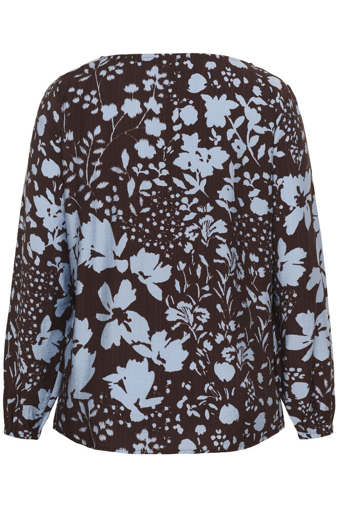 Kaffe Curve Blouse Nadine Coffee Bean/Blue Fog Flower - OAK Fashion Noordwolde