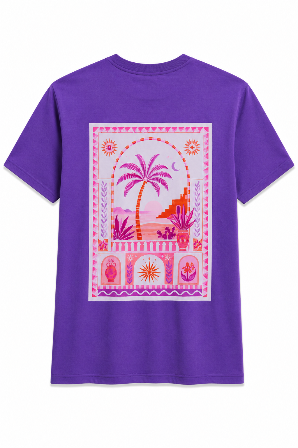 Fleek T-shirt Palms Paars - OAK Fashion Noordwolde