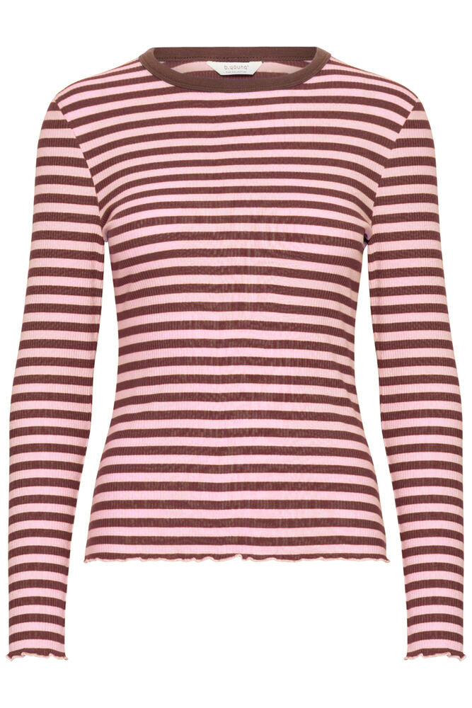B. Young BYSINNE RIB TSHIRT JAVA / PINK STRIPE - OAK Fashion Noordwolde