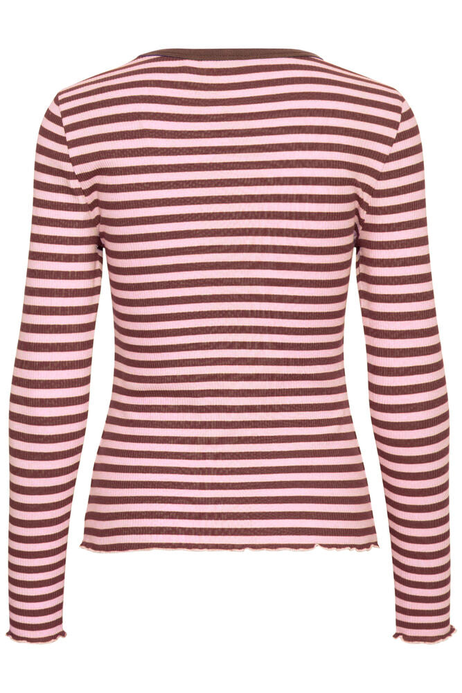 B. Young BYSINNE RIB TSHIRT JAVA / PINK STRIPE - OAK Fashion Noordwolde