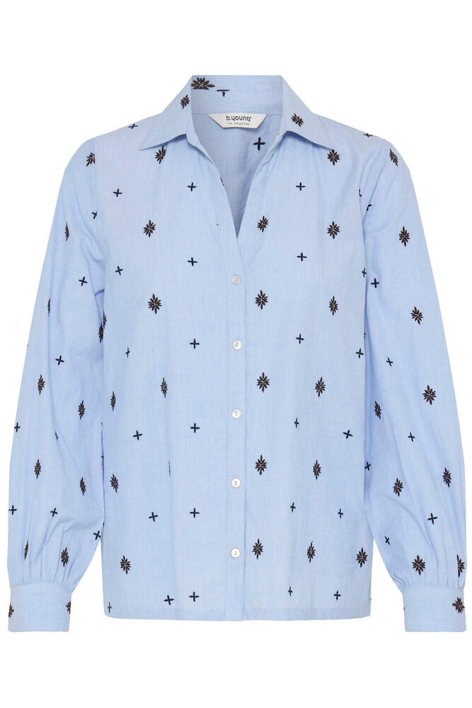 B. Young BYFABIENNE LS SHIRT 2 Chambray Blue - OAK Fashion Noordwolde