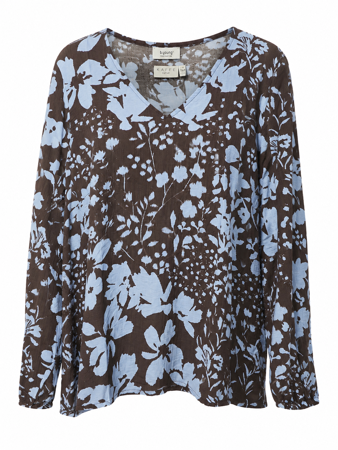 Kaffe Curve Blouse Nadine Coffee Bean/Blue Fog Flower - OAK Fashion Noordwolde