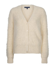 Red Button Cardigan fuzzy Cream - OAK Fashion Noordwolde