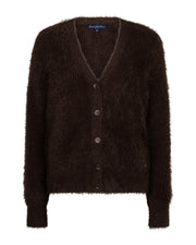Red Button Cardigan fuzzy Espresso - OAK Fashion Noordwolde