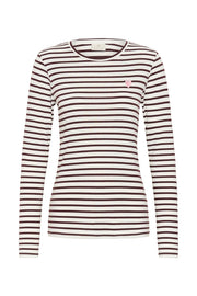 Kaffe Liddy T-Shirt Chalk/Fudge-Wild Rose Heart - OAK Fashion Noordwolde