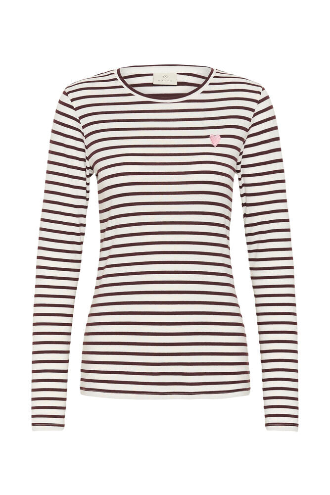 Kaffe Liddy T-Shirt Chalk/Fudge-Wild Rose Heart - OAK Fashion Noordwolde