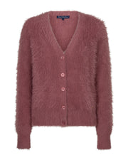 Red Button Cardigan fuzzy mauve - OAK Fashion Noordwolde