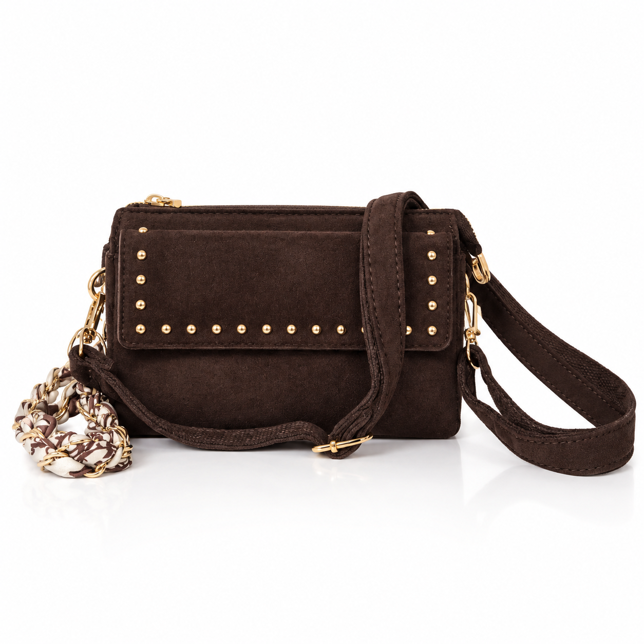 Oak Tasje met Studs Bruin - OAK Fashion Noordwolde