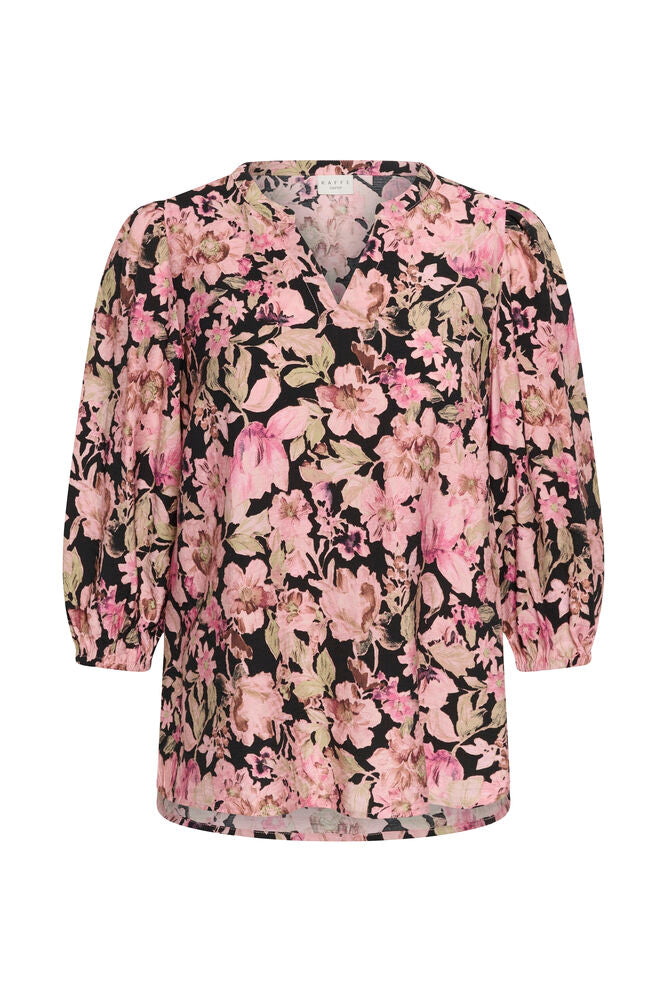 Kaffe Curve KCsarina Blouse Pink Flower Print - OAK Fashion Noordwolde