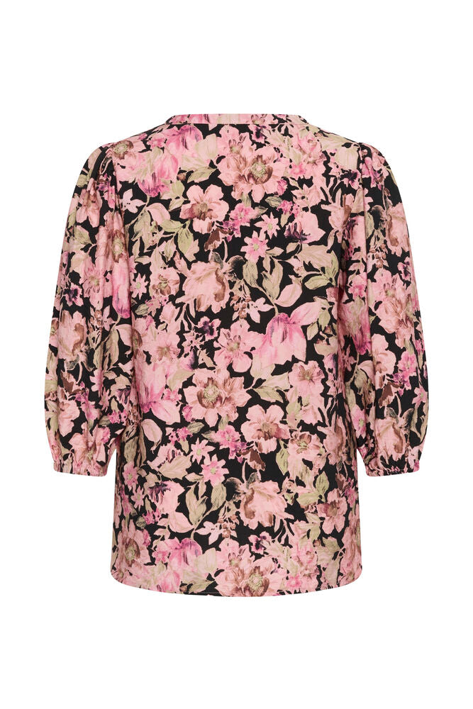 Kaffe Curve KCsarina Blouse Pink Flower Print - OAK Fashion Noordwolde