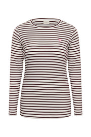 Kaffe Curve KClia T-Shirt Chalk/Fudge-Wild Rose Heart - OAK Fashion Noordwolde