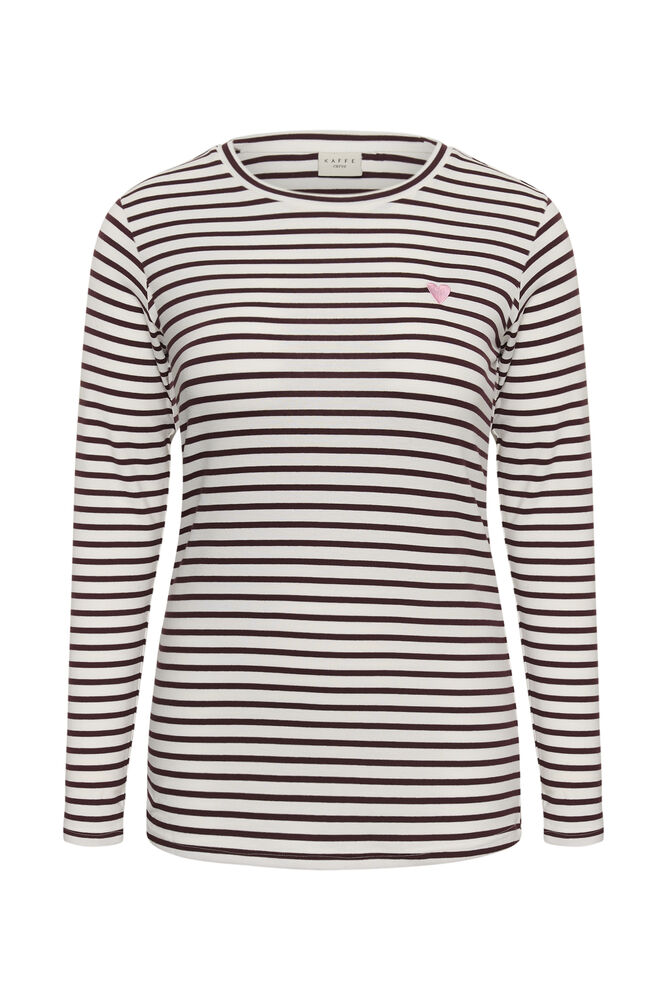 Kaffe Curve KClia T-Shirt Chalk/Fudge-Wild Rose Heart - OAK Fashion Noordwolde