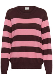 Kaffe Curve KClizzy Striped LS Pullover Fudge / Wild Rose Stripe - OAK Fashion Noordwolde
