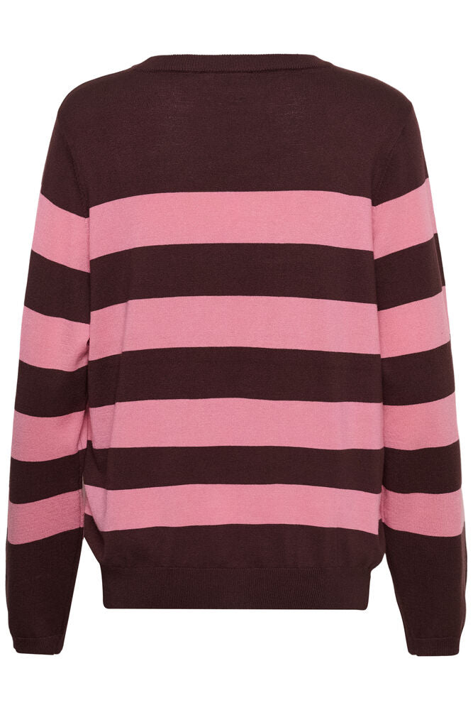 Kaffe Curve KClizzy Striped LS Pullover Fudge / Wild Rose Stripe - OAK Fashion Noordwolde