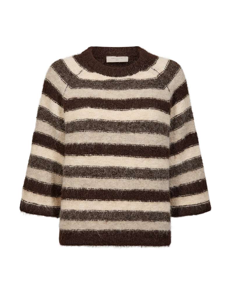 Freequent Pullover Grslulu Striped Bruin - OAK Fashion Noordwolde