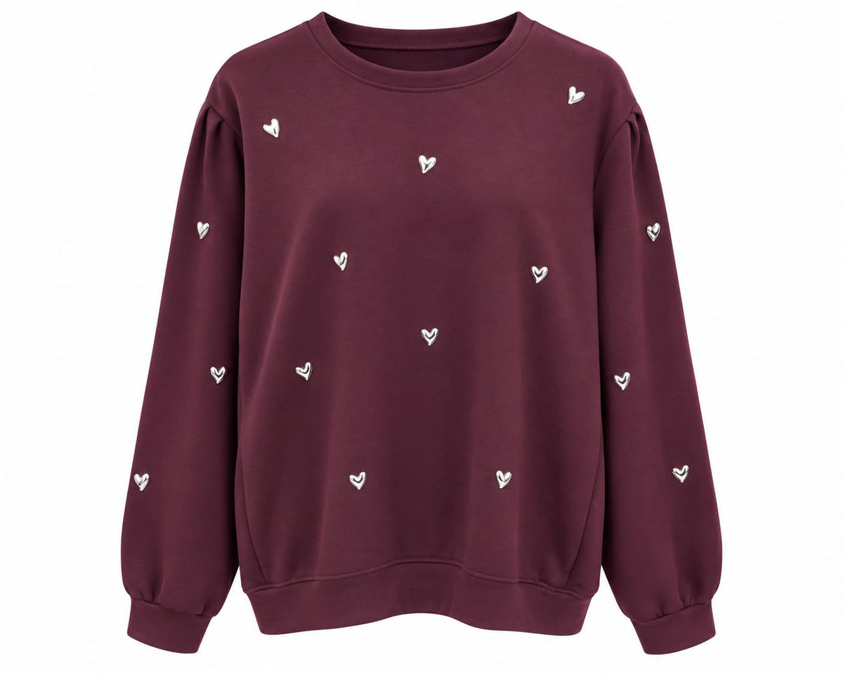 Oak Sweater Hearts Paars - OAK Fashion Noordwolde