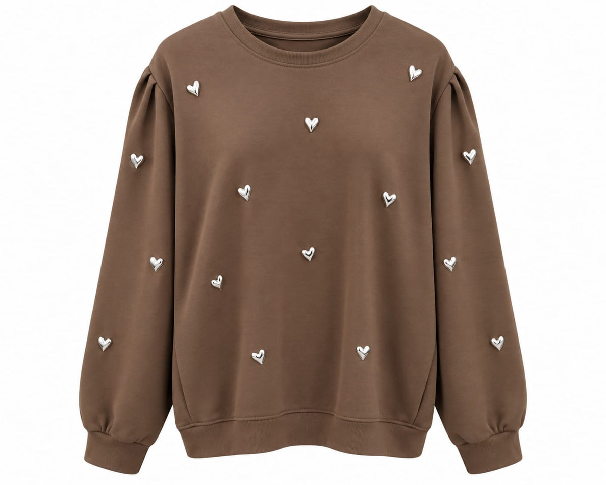 Oak Sweater Hearts Bruin - OAK Fashion Noordwolde