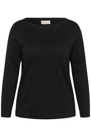 Kaffe Curve KCregitta Boatneck Pullover Black Deep - OAK Fashion Noordwolde