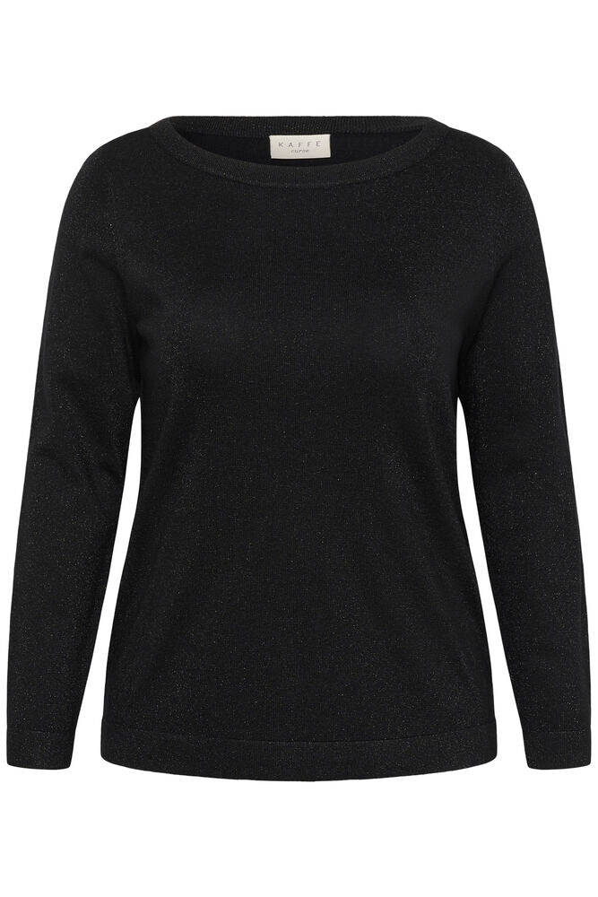 Kaffe Curve KCregitta Boatneck Pullover Black Deep - OAK Fashion Noordwolde