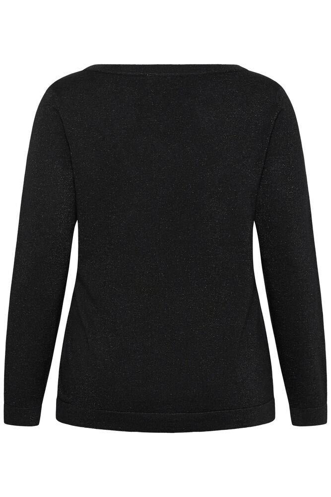 Kaffe Curve KCregitta Boatneck Pullover Black Deep - OAK Fashion Noordwolde
