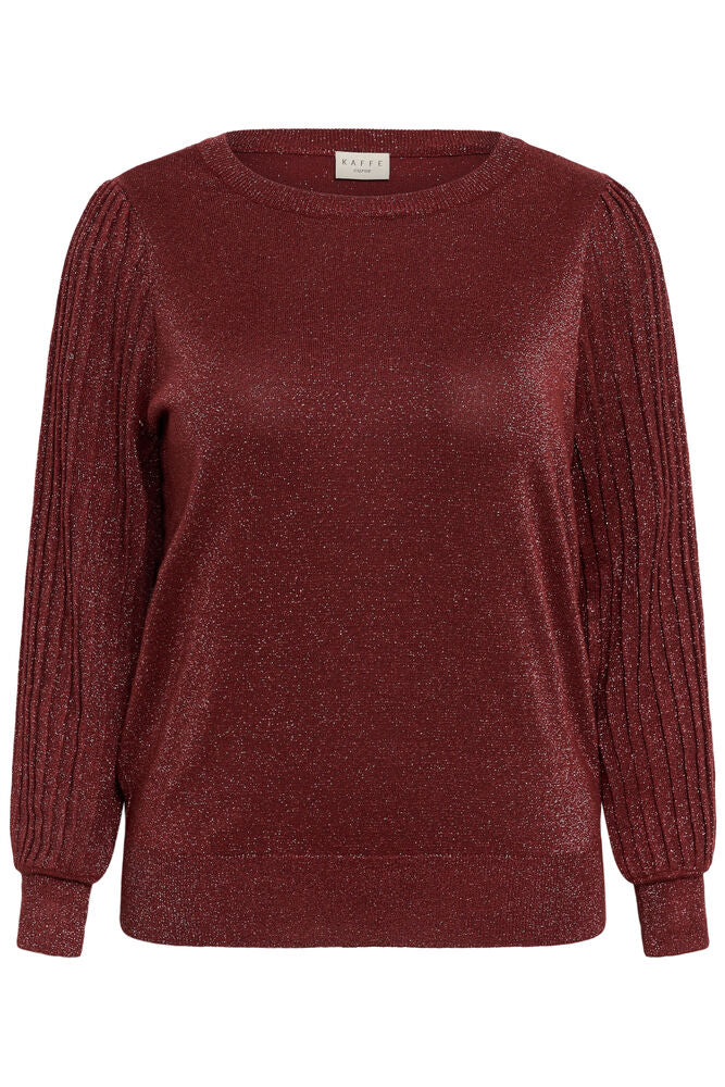 Kaffe Curve KCregitta Pleat LS Pullover Port - OAK Fashion Noordwolde