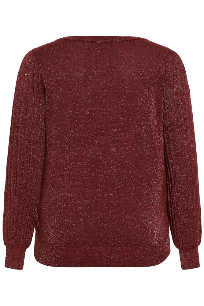 Kaffe Curve KCregitta Pleat LS Pullover Port - OAK Fashion Noordwolde