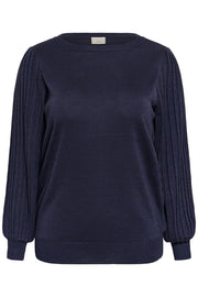 Kaffe Curve KCregitta Pleat LS Pullover Graphite - OAK Fashion Noordwolde
