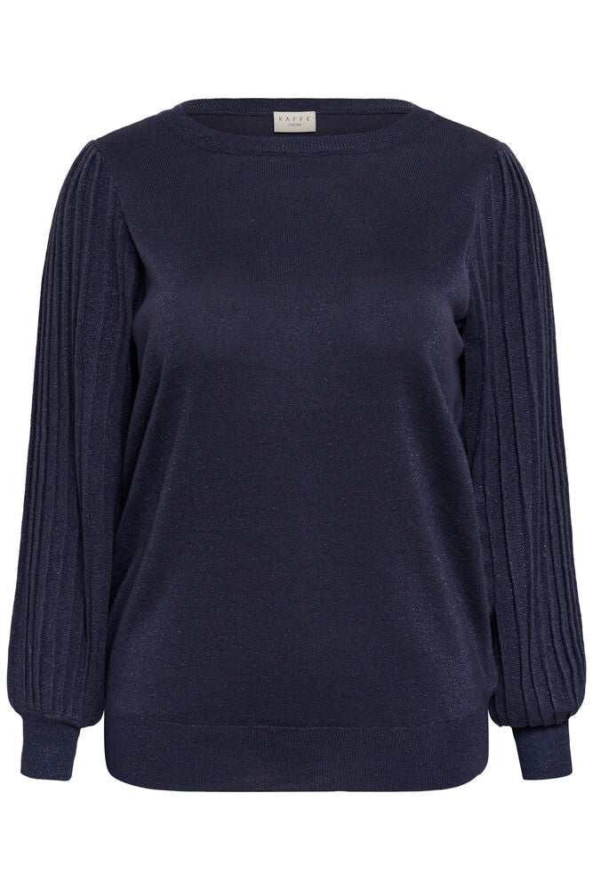 Kaffe Curve KCregitta Pleat LS Pullover Graphite - OAK Fashion Noordwolde