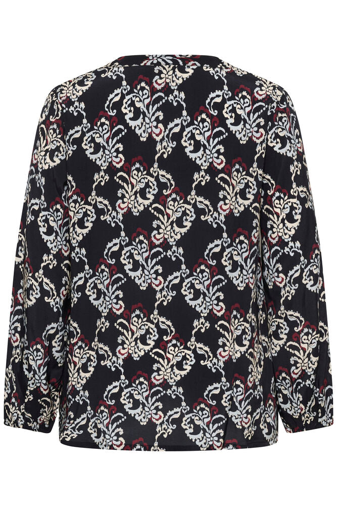 Kaffe Curve KChipe Blouse Black/Blue/Red Ornamental - OAK Fashion Noordwolde
