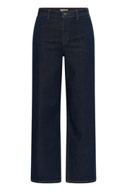 Kaffe Curve KChailey Wide Full Length Jeans Dark blue unwashed denim - OAK Fashion Noordwolde