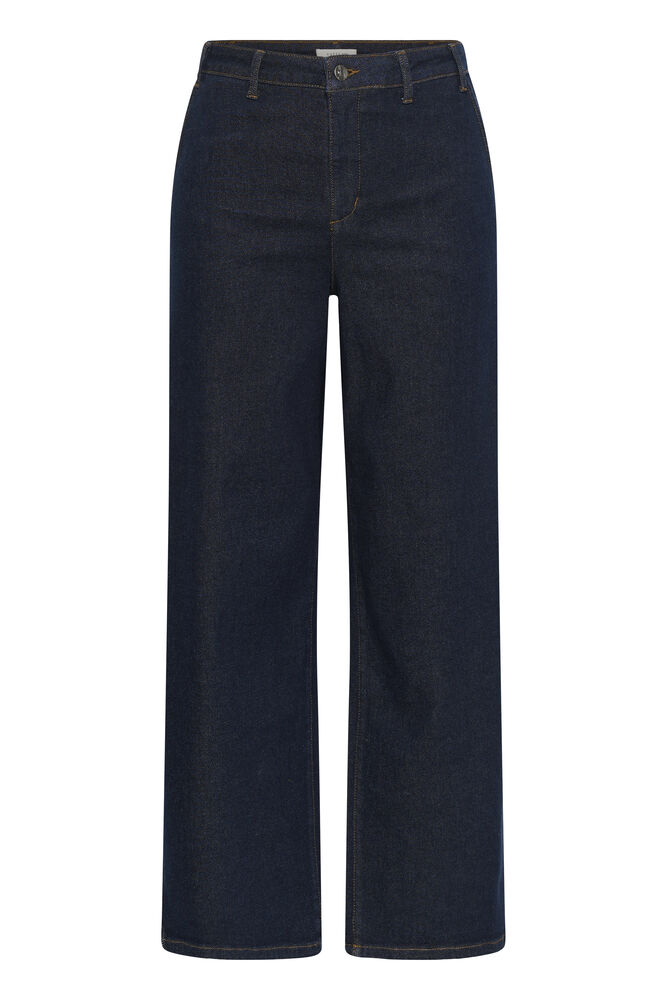 Kaffe Curve KChailey Wide Full Length Jeans Dark blue unwashed denim - OAK Fashion Noordwolde