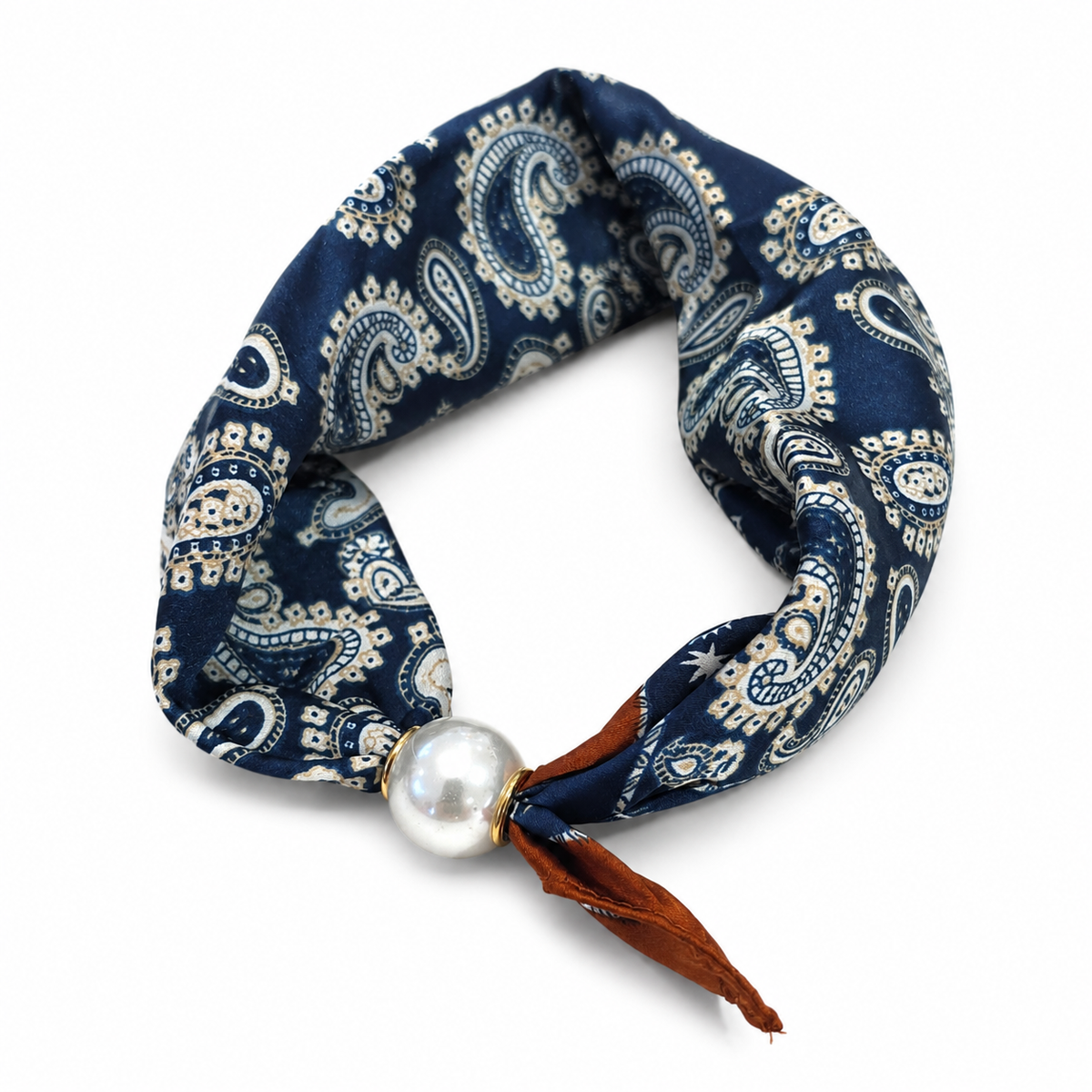 Oak Sjaaltje met Parel Paisley Blauw - OAK Fashion Noordwolde
