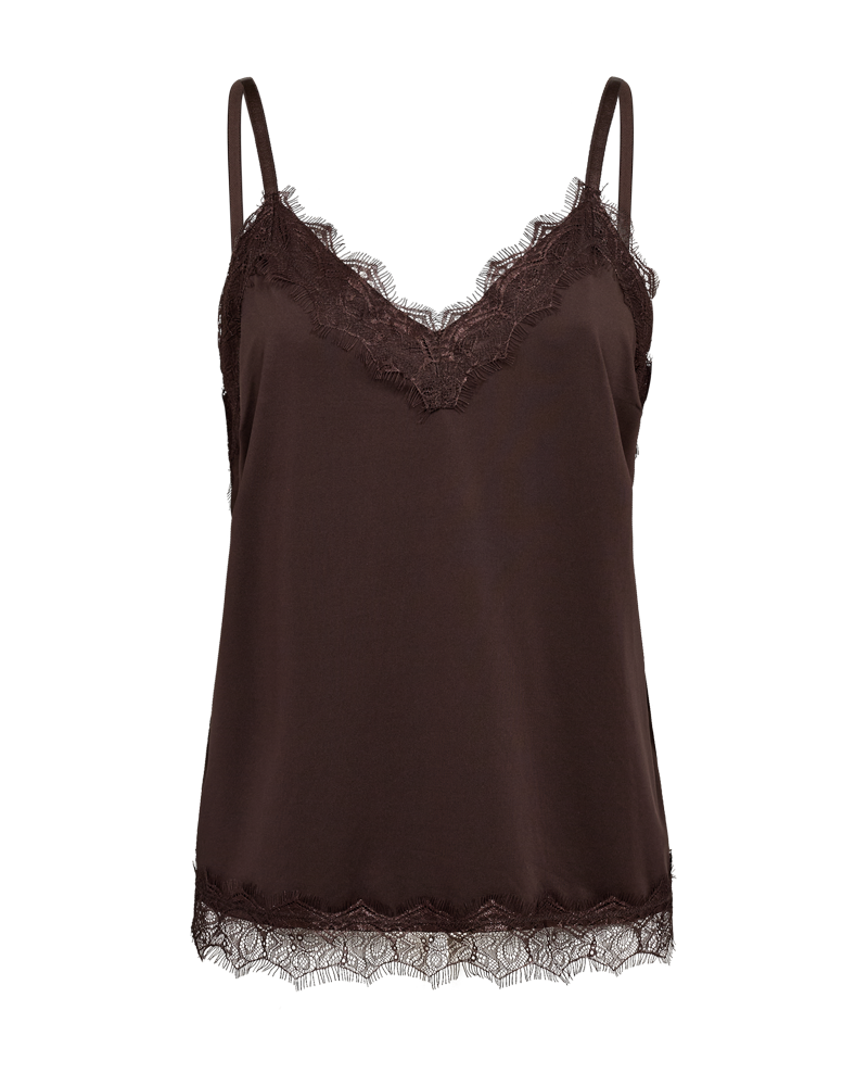 Freequent Freequent Singlet Bicco Uni Mid Brown - OAK Fashion Noordwolde