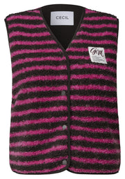 Cecil Gilet Teddy Stripe Roze - OAK Fashion Noordwolde