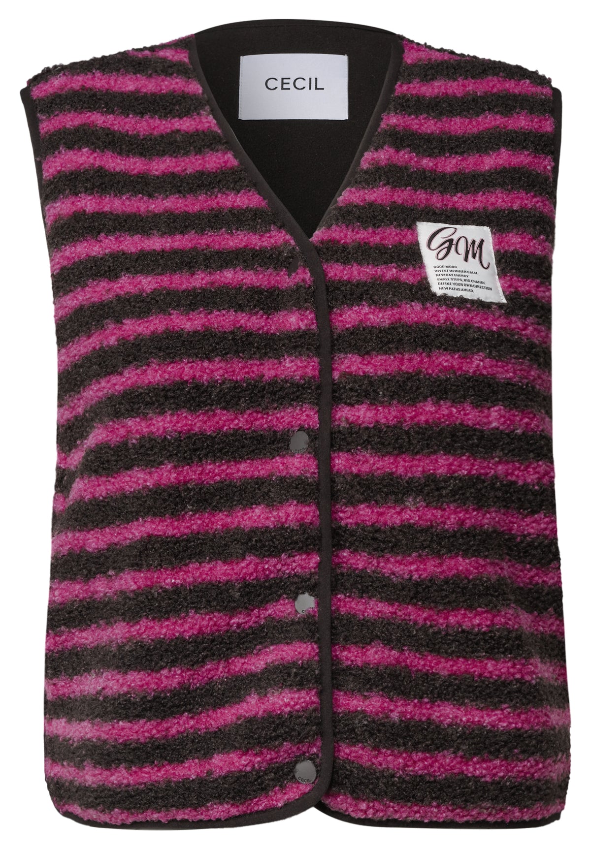 Cecil Gilet Teddy Stripe Roze - OAK Fashion Noordwolde