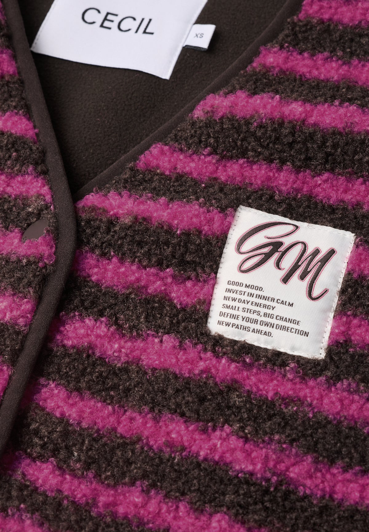 Cecil Gilet Teddy Stripe Roze - OAK Fashion Noordwolde